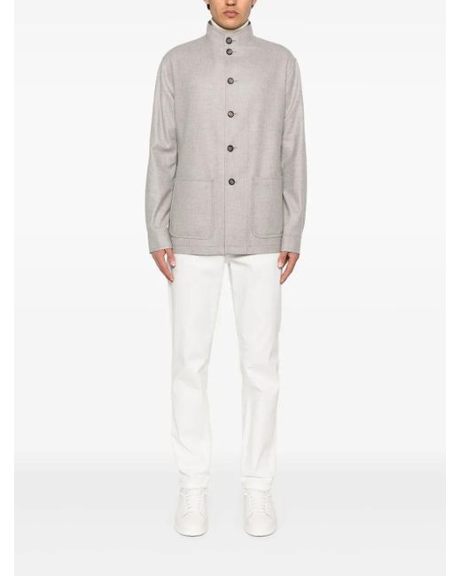 Tagliatore White Button-Up Shirt Jacket for men