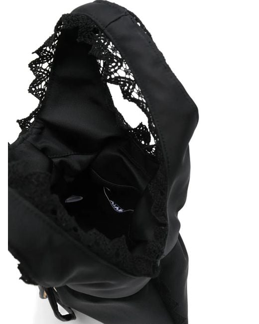 Vivetta Black Lace-Trim Tote Bag