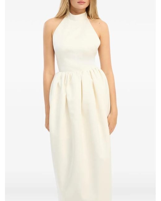 ROTATE BIRGER CHRISTENSEN White Halterneck Satin Maxi Dress