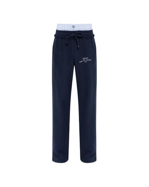 M I S B H V Blue Waffle-Knit Layered Track Pants