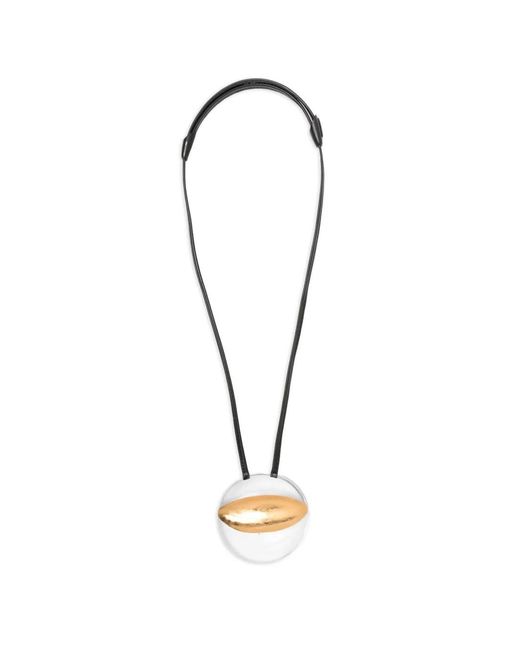Monies White Isola Foil-Detail Disc Necklace