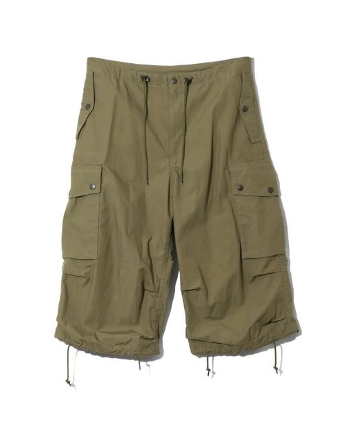 Needles Green Cotton Ripstop Cargo Shorts for men