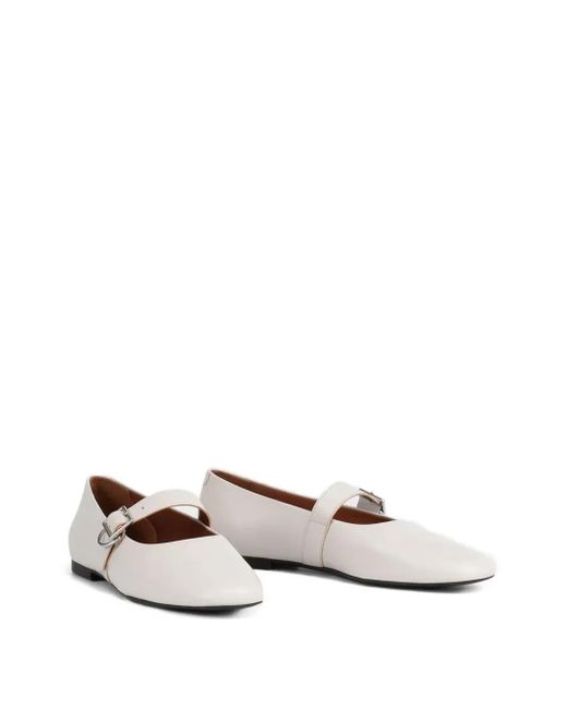Vagabond White Jolin Buckle-Strap Ballet Flats