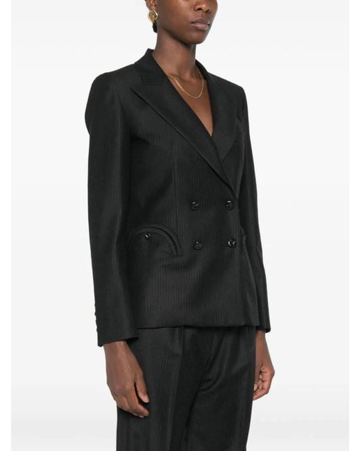 Blazé Milano Black Pinstriped Double-Breasted Jacket