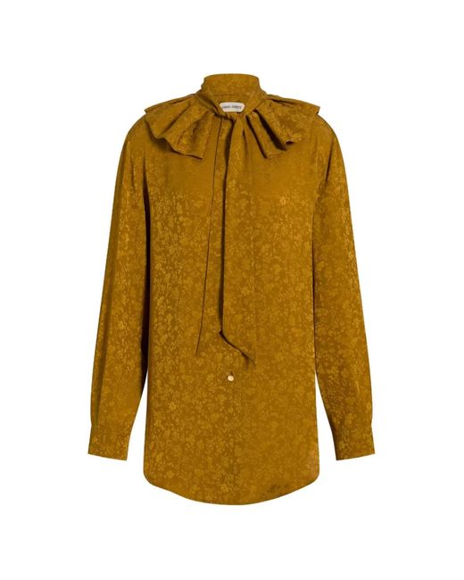 Alberta Ferretti Yellow Floral-Pattern Ruffled Shirt