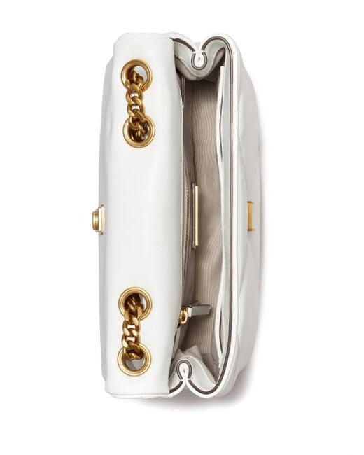 Tory Burch White Kleine Kira Schultertasche Mit Rautensteppung