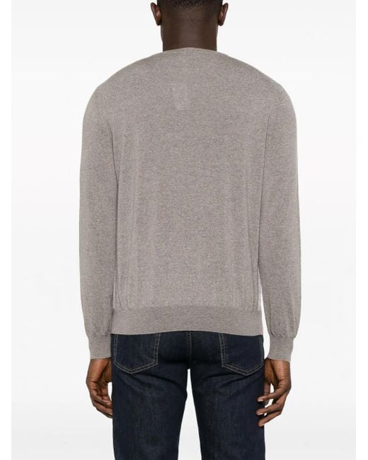 Canali Gray Two-Tone Wool Jumper for men