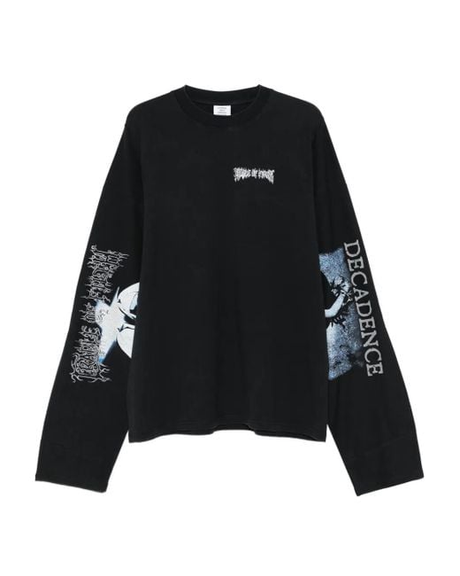 Vetements Black Graphic-Print Long-Sleeve T-Shirt for men