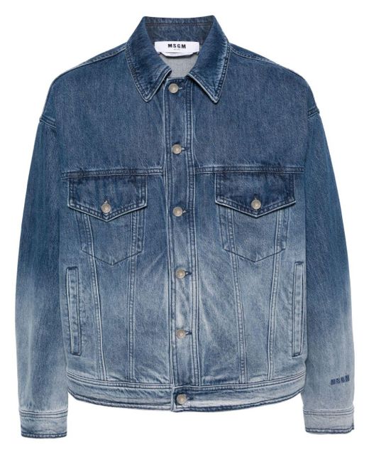 MSGM Blue Ombré-effect Denim Jacket for men
