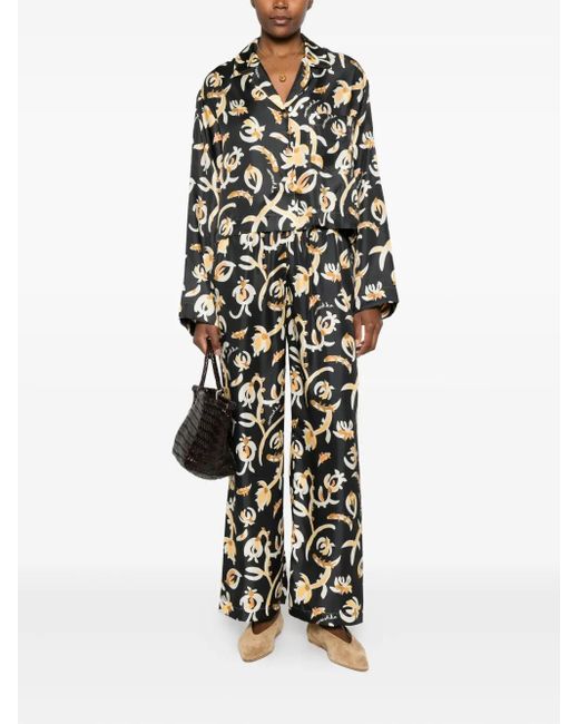 Nanushka Black Long-Sleeve Floral-Print Shirt