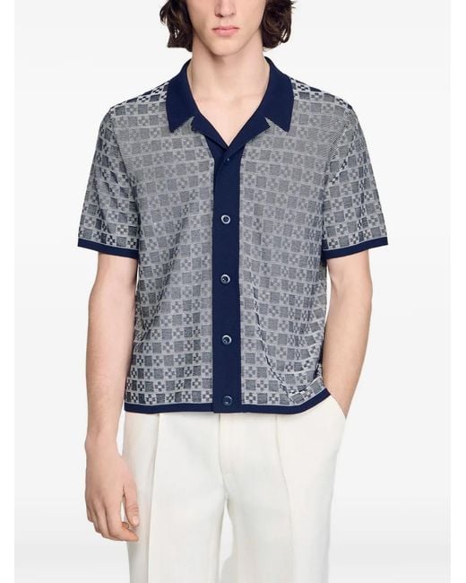 Sandro Gray Square Cross Jacquard Shirt for men