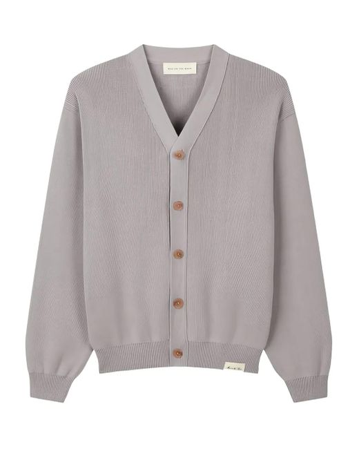 MAN ON THE BOON. Gray Drop-Shoulder V-Neck Cardigan for men