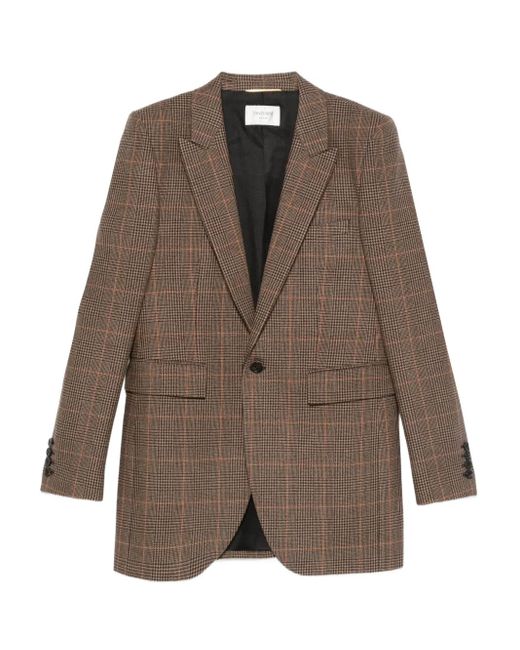 Saint Laurent チェック シングルジャケット Brown