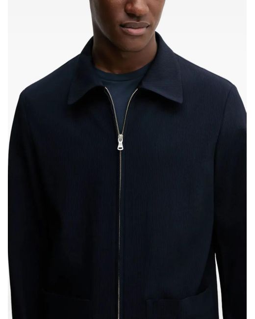 Chaqueta de canalé de manga larga Barena de hombre de color Blue