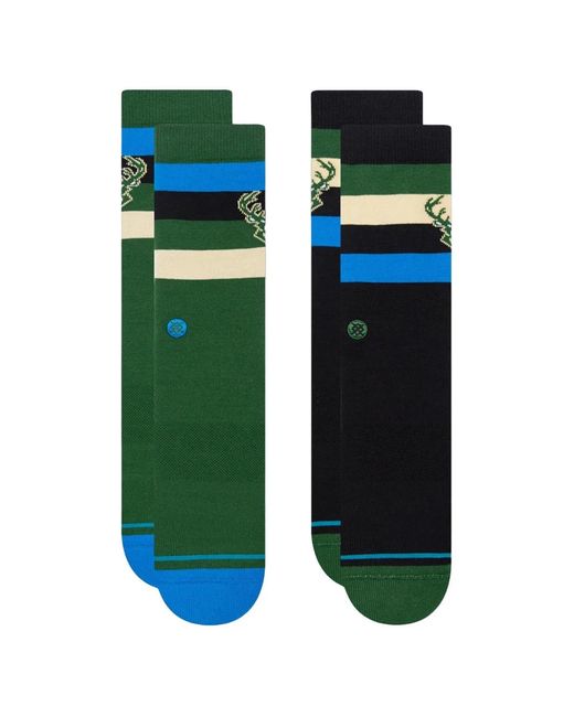 Stance Green Striped Crew Socks for men