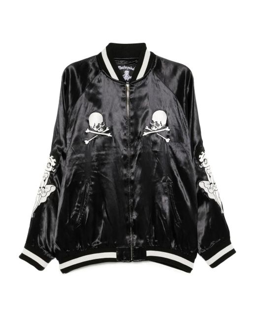 MASTERMIND WORLD Black Skull Graphic Bomber Jacket for men