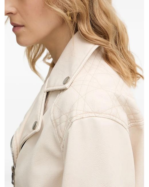Guess Natural Nada Quilted-Panel Biker Jacket