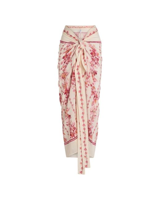 Agua Bendita Pink Lavanda Cauca Floral-Print Knot-Detail Pareo