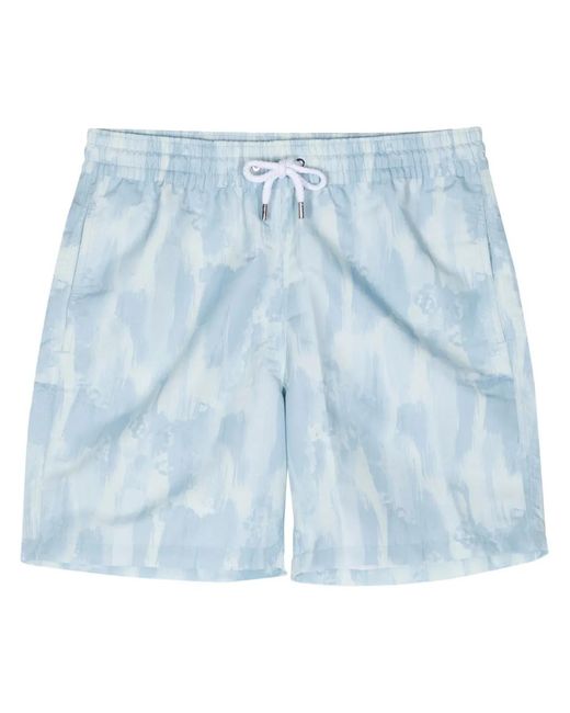 Frescobol Carioca Blue Seascape Abstract-Print Swim Shorts for men