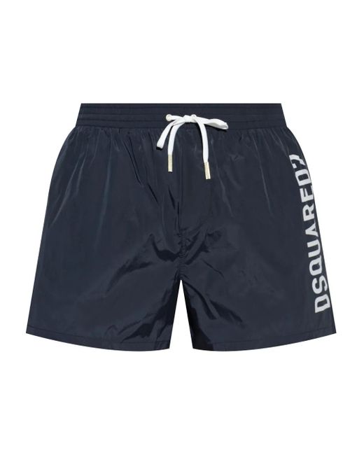 DSquared² Blue Logo-Print Swim Shorts for men