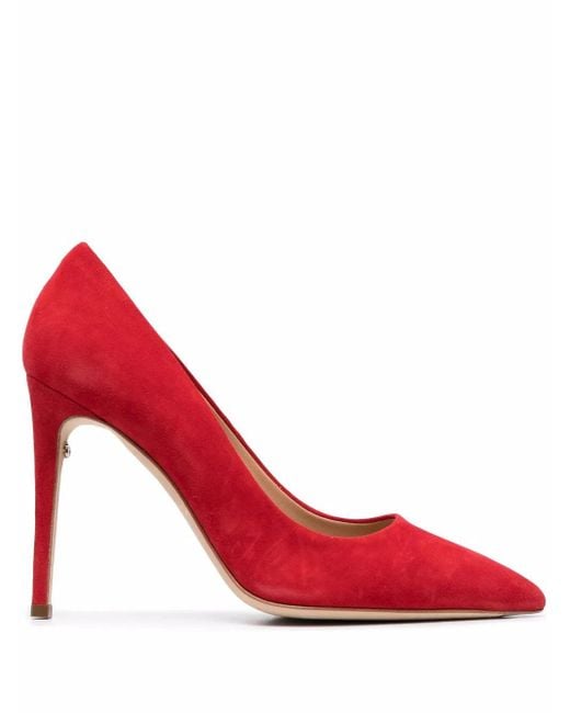 Ferragamo Red Ferragamo Pointed 110Mm Suede Pumps