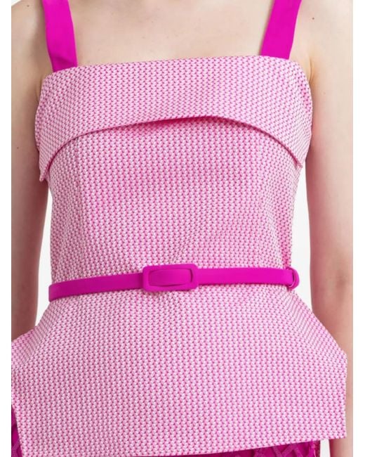 Gemy Maalouf Pink Belted Asymmetrical-Hem Top