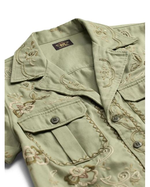 RRL Green Embroidered Buckled Shirt
