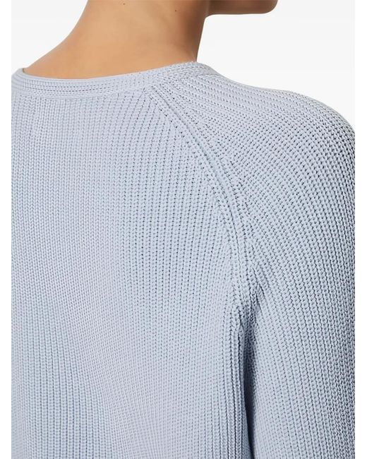 Marc O' Polo Blue Ribbed-Knit Round-Neck Sweater
