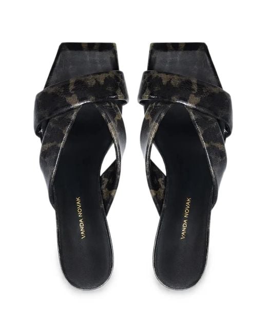 VANDA NOVAK White Mules En Cuir À Imprimé Léopard Mona