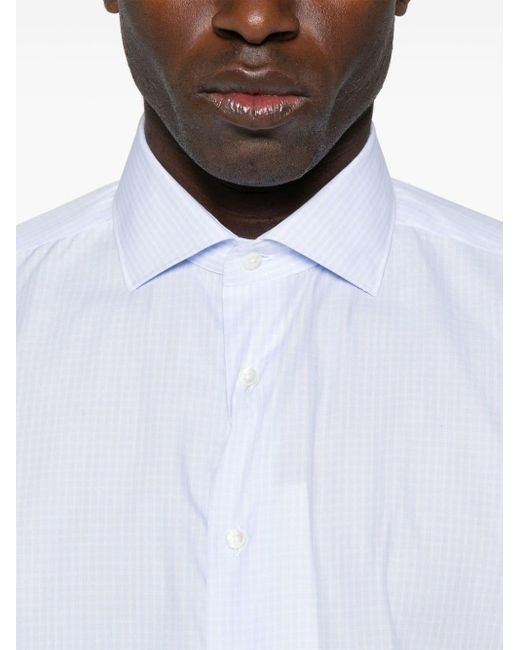 Canali Geruit Overhemd in het White voor heren