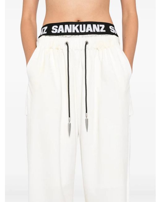 Sankuanz White Faded Track Pants