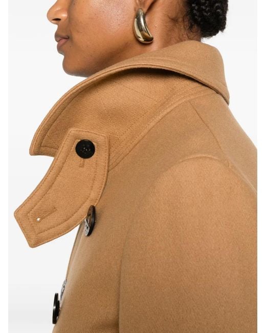 DSquared² Natural Double-Breasted Throat-Latch Coat