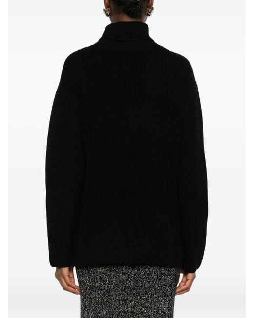 P.A.R.O.S.H. Black High-Neck Sequin-Embellished Sweater