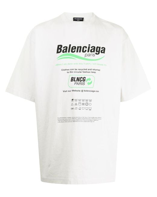 Camiseta con estampado reciclaje Balenciaga de hombre de color Blanco | Lyst