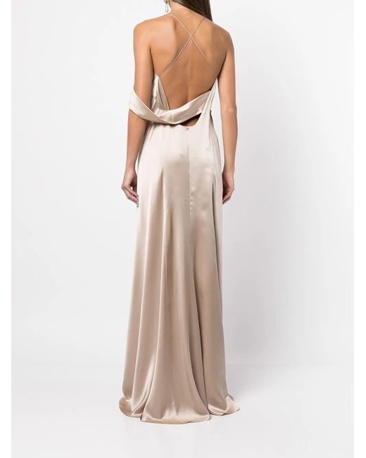Michelle Mason Multicolor Silk Cowl Back Gown