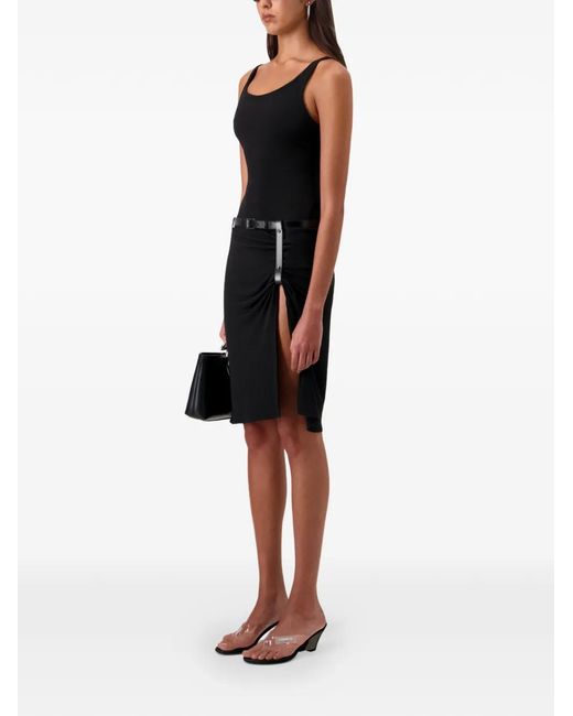 Coperni Black Sleeveless Fitted Ruched Mini Dress