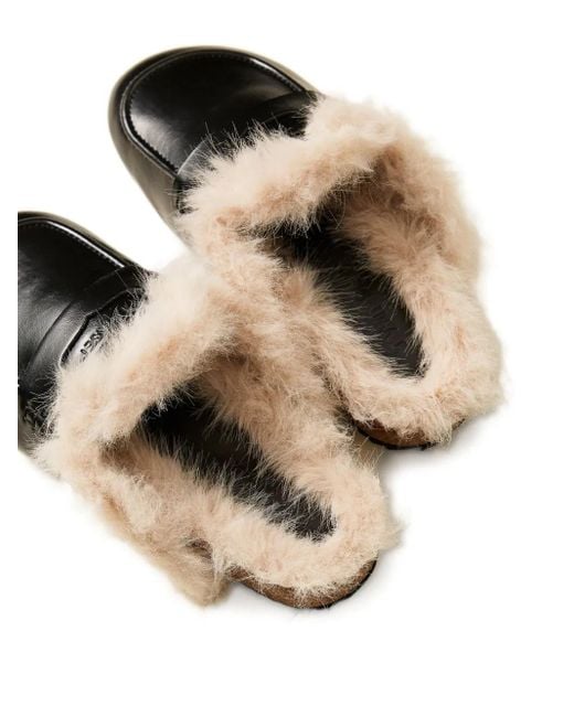Twinset Black Faux-Fur Mules