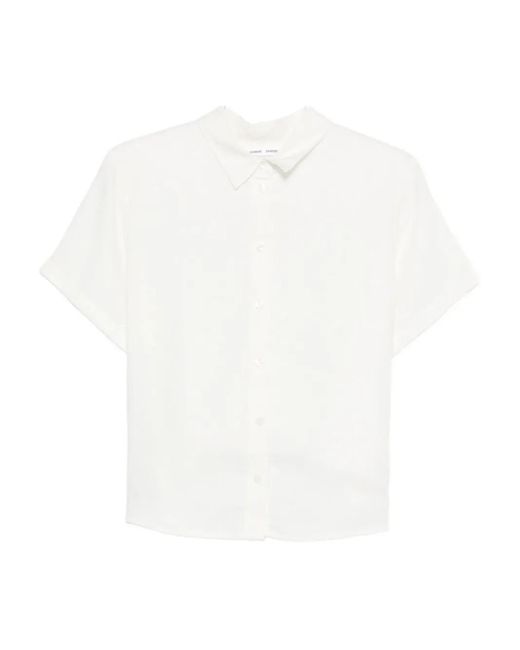 Samsøe & Samsøe White Button-Down Linen Top