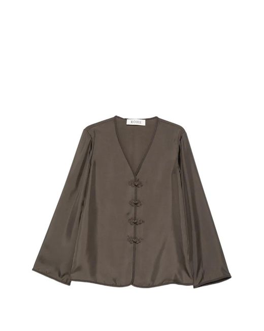 Rohe Brown Pankou-Closure Silk Blouse