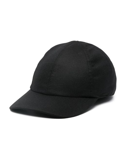 Canali Black Wool Baseball Cap for men