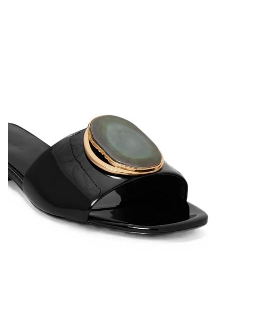 Tory Burch Black Patos Heeled Slides