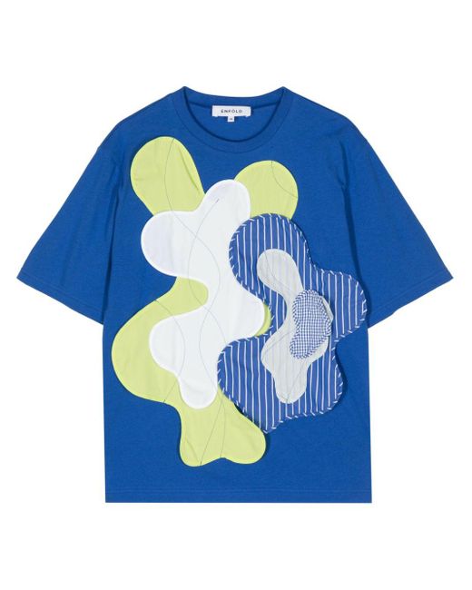 Camiseta Wave con apliques Enfold de color Blue