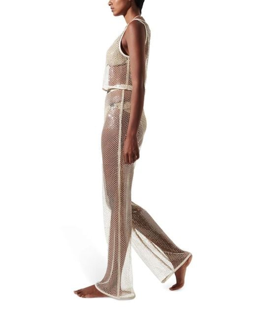 Karl Lagerfeld White Sequinned Mesh Trousers