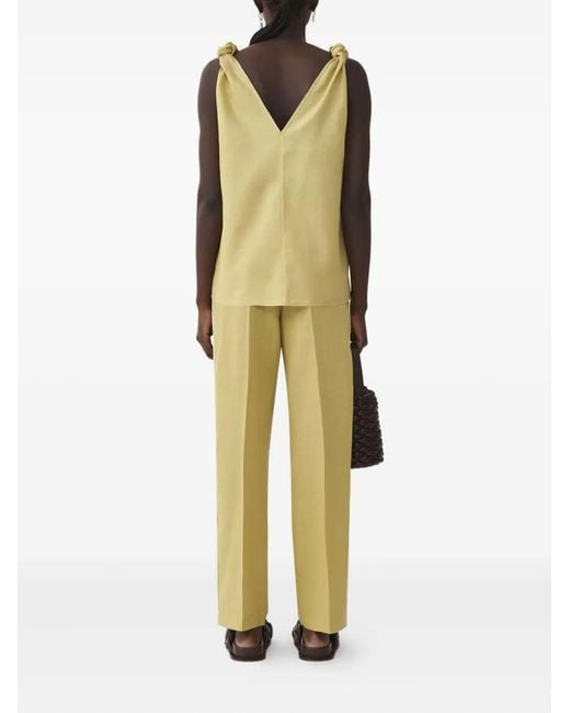 Fabiana Filippi Yellow V-Neck Sleeveless Top