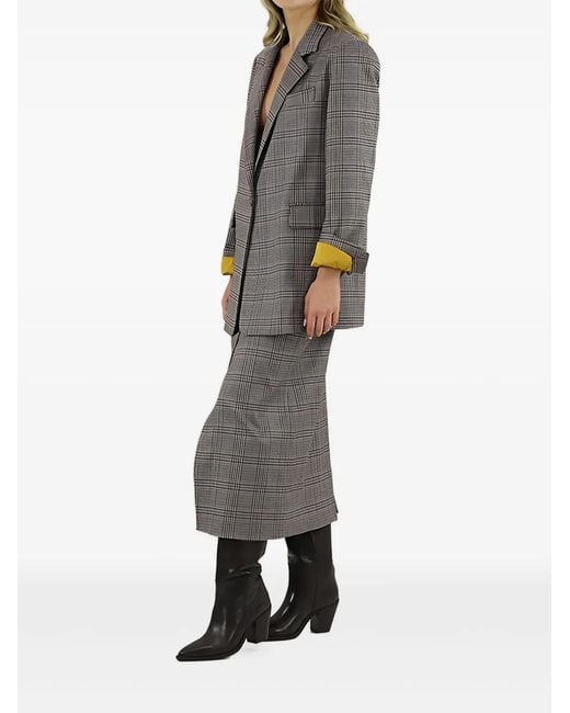 ..,merci Gray Checked Midi Skirt