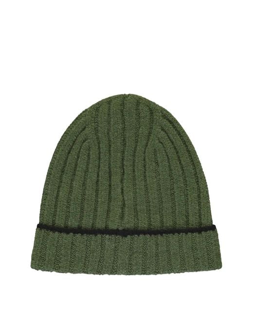 Moorer Green Ribbed Asher Knitted Beanie Hat for men