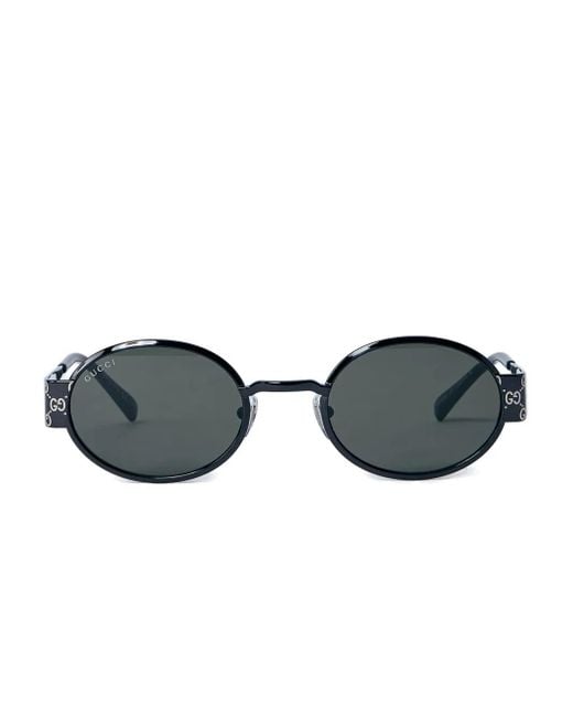 メンズ Gucci モノグラム オーバル サングラス Black