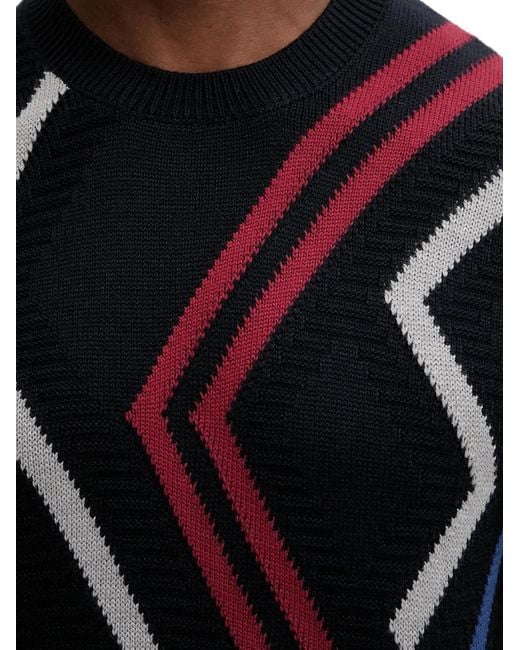 ARMANI EXCHANGE Blue Zigzag-Pattern Sweater for men