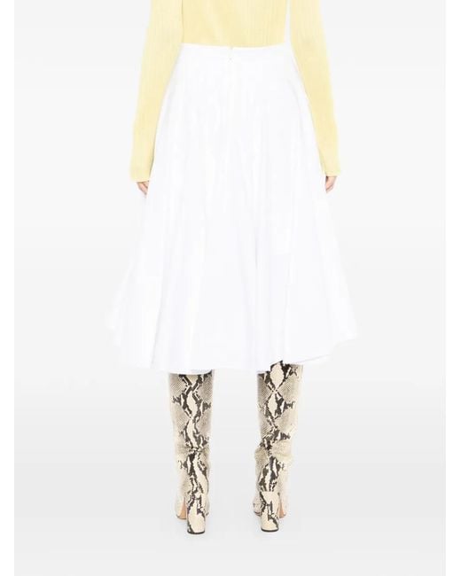 JNBY White Draped Flared Skirt