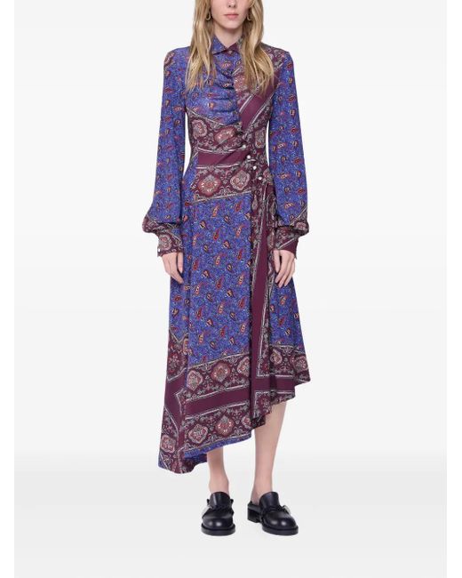 Rabanne Purple Asymmetric Shirt Dress